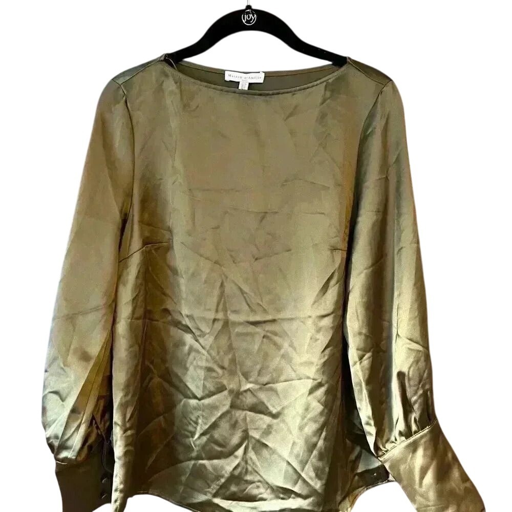 Maison d'Amelie Paris Olive Green Long Sleeve Blouse Top‎